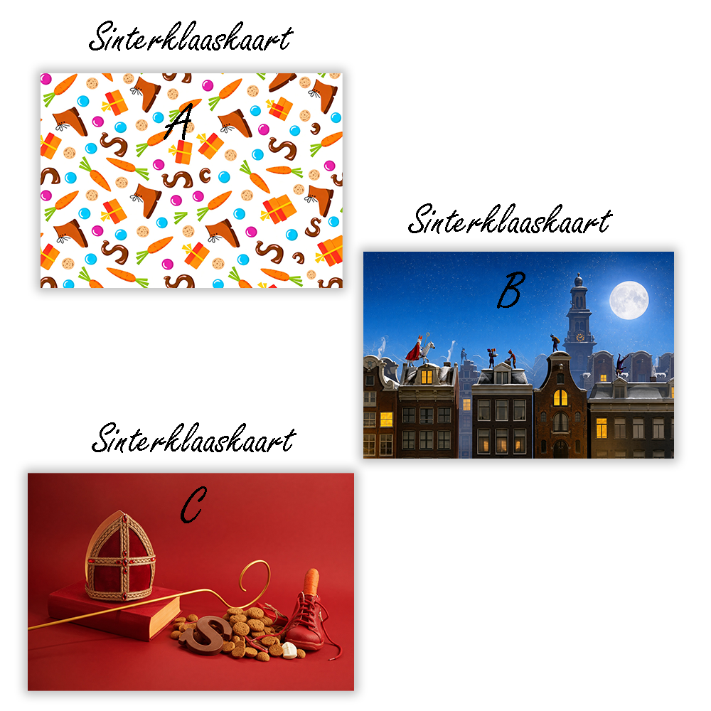 Sinterklaas Brievenbuspakketje Speculaastaart Luxe Chocoladeletter S gedecoreerd (melk) 200 gram Zakje Bolletje Kruidnoten 50 gram en Kikker of Muis - Afbeelding 2