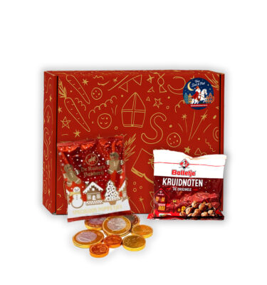 Sinterklaas Brievenbuspakketje Chocolademunten (melk) 30 gram Bolletje Kruidnoten 50 gram en De Ruiter Speculaaspoppetjes 25 gram