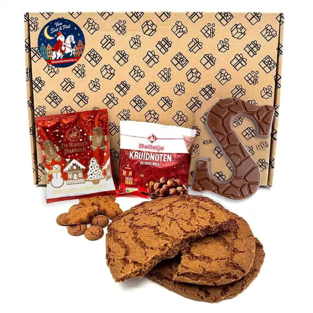 Sinterklaas-Brievenbuspakketje-Speculaasbrokken-2-Plakken-Chocoladeletter-Verkade-melk-klein-65-gram-Zakje-Bolletje-Kruidnoten-50-gram-en-Zakje-De-Ruiter-Speculaaspoppetjes-25-gram