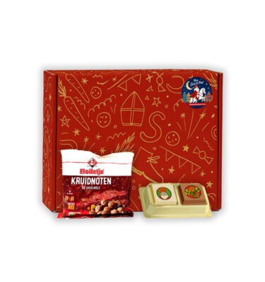 Sinterklaas Brievenbuspakketje Sinterklaas Praline 2 stuks met Bolletje Kruidnoten 50 gram