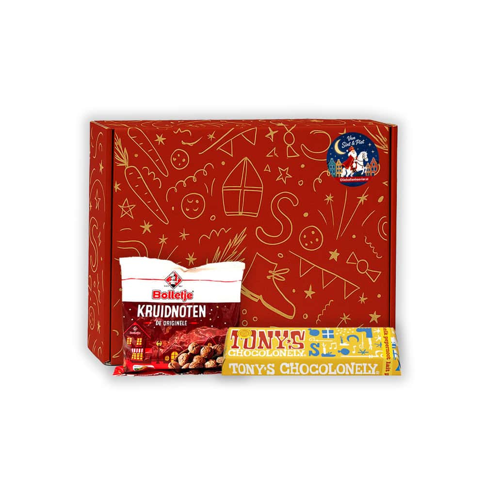 Sinterklaas Brievenbuspakketje Tony’s Chocolonely Sintreep (klein) met Bolletje Kruidnoten 50 gram
