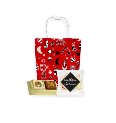 Sinterklaastasje met pralines (2stuks) en schuimpjes 50 gram