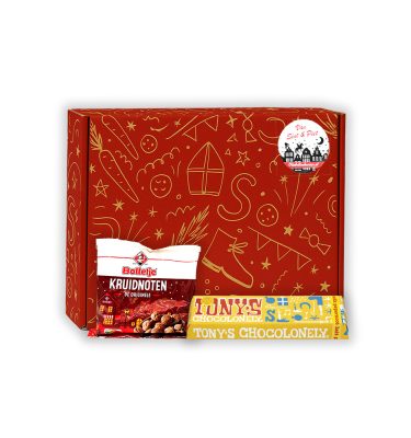 Sinterklaas Brievenbuspakketje Tony’s Chocolonely Sintreep (klein) met Bolletje Kruidnoten 50 gram