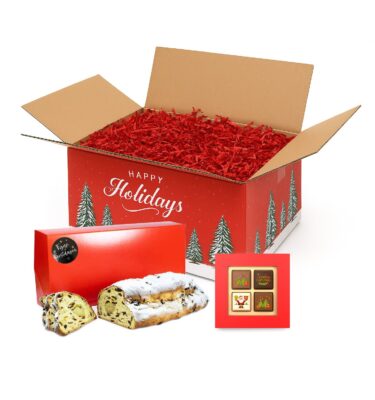 Kerstpakket Kerststol 750 gram amandelspijs en 4 Kerst Pralines